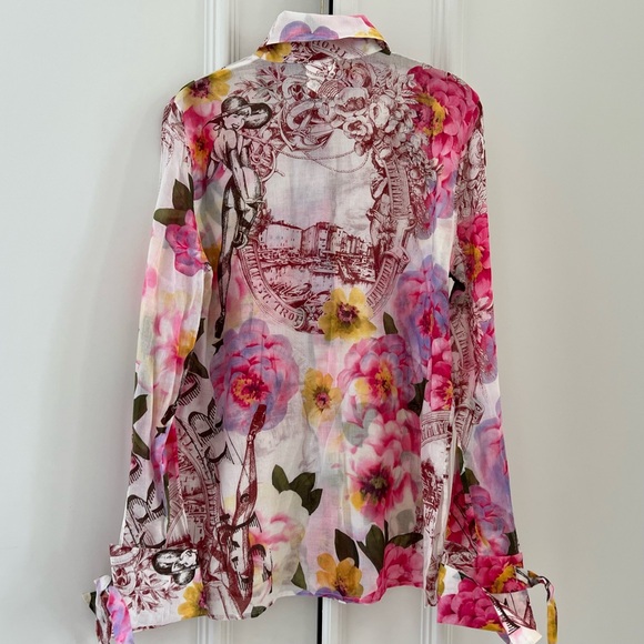Italian Couture “GFFERRE” Bellissimo Floral Artsy Blouse - Picture 14 of 15